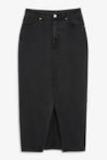 Black dark - Midi denim skirt - 0