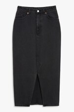 Black dark - Midi denim skirt - 0