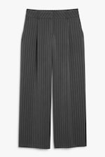 Grey pinstripe - Low waist wide leg tailored trousers - 0