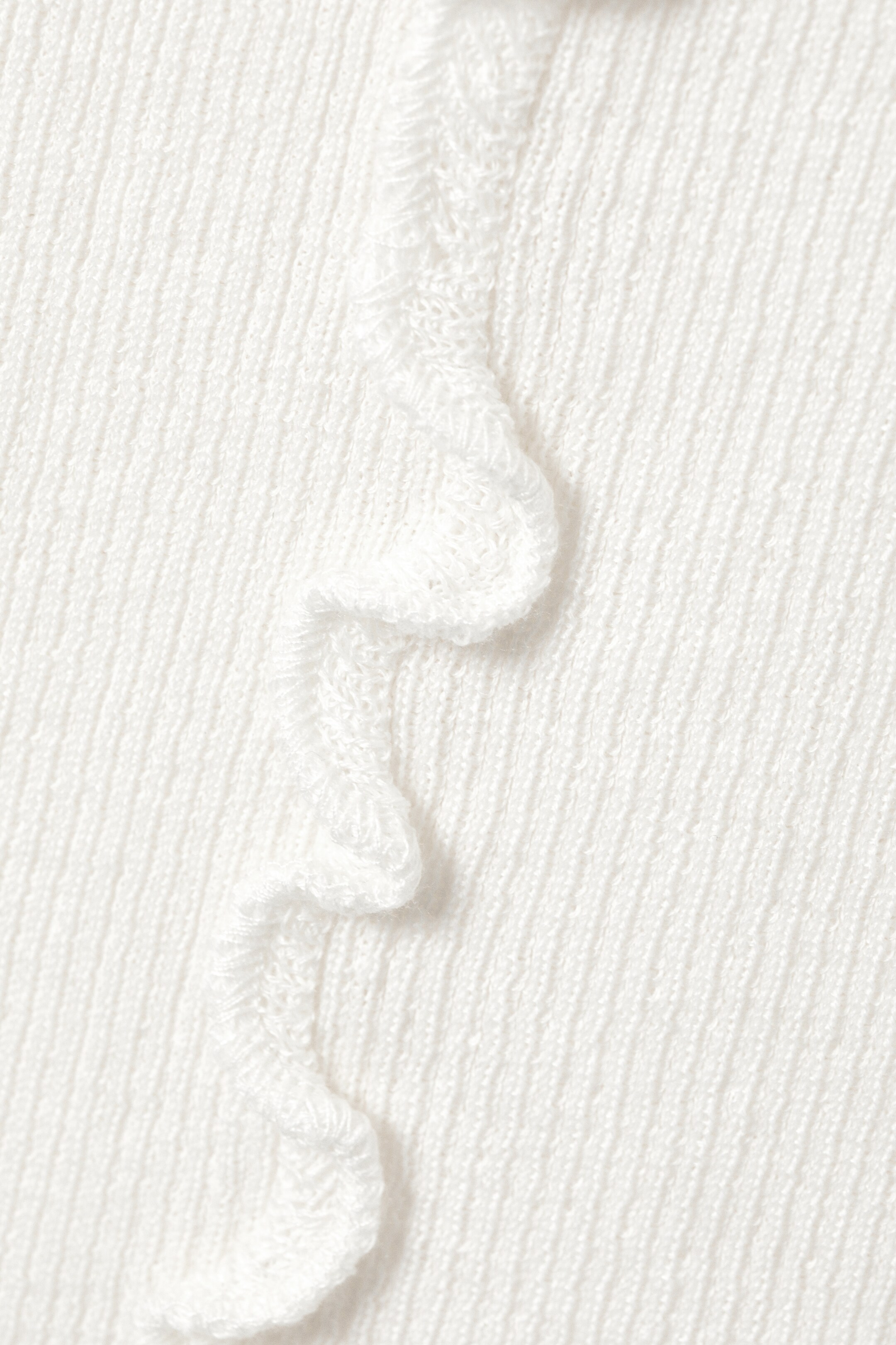Προβολή μεγαλύτερης εικόνας: Frill-Edge Ribbed Knitted Top - White - Ladies | H&M GR 4