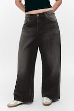 Washed Black - Peggy Low Waist Loose Baggy Leg Jeans - 1