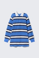 Striped Blue - Long-Sleeved Rugby Mini Dress - 3