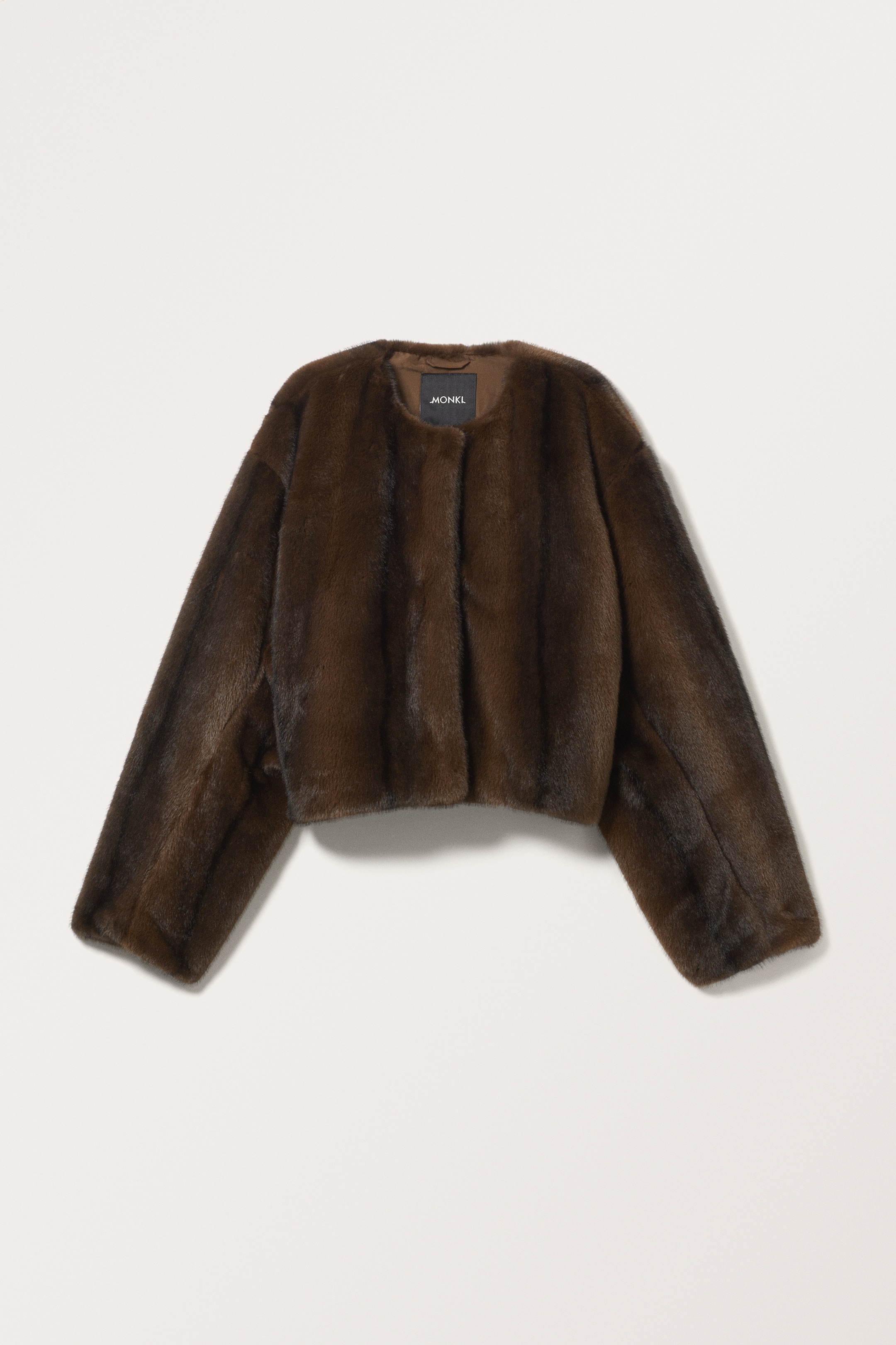 Zobacz większy obraz: Krótka kurtka z imitacji futra - Ciemnobrązowy - ONA | H&M PL 1