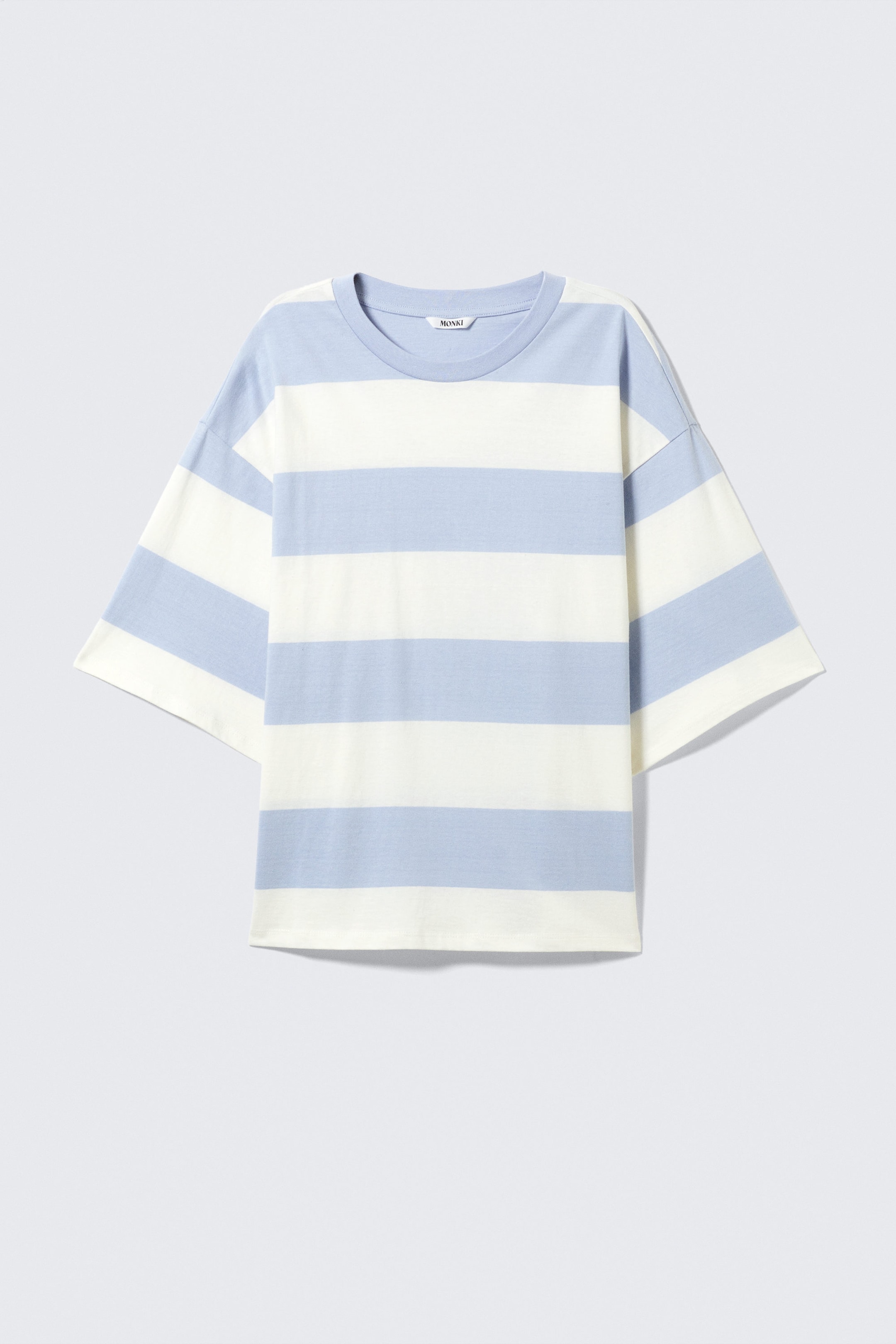 Light Blue & White Stripe - 28 - Boxy Fit Printed T-Shirt - 4