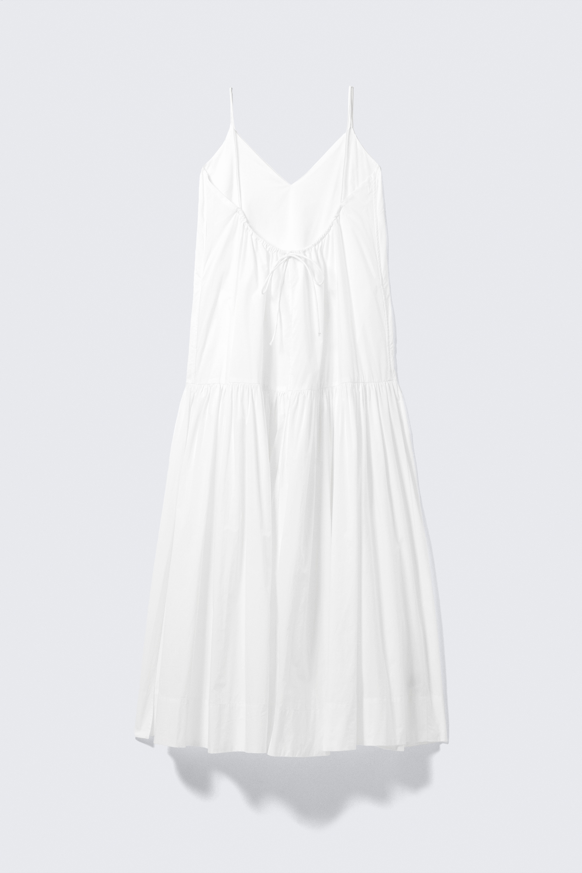Tiered Cotton Poplin Maxi Dress - White