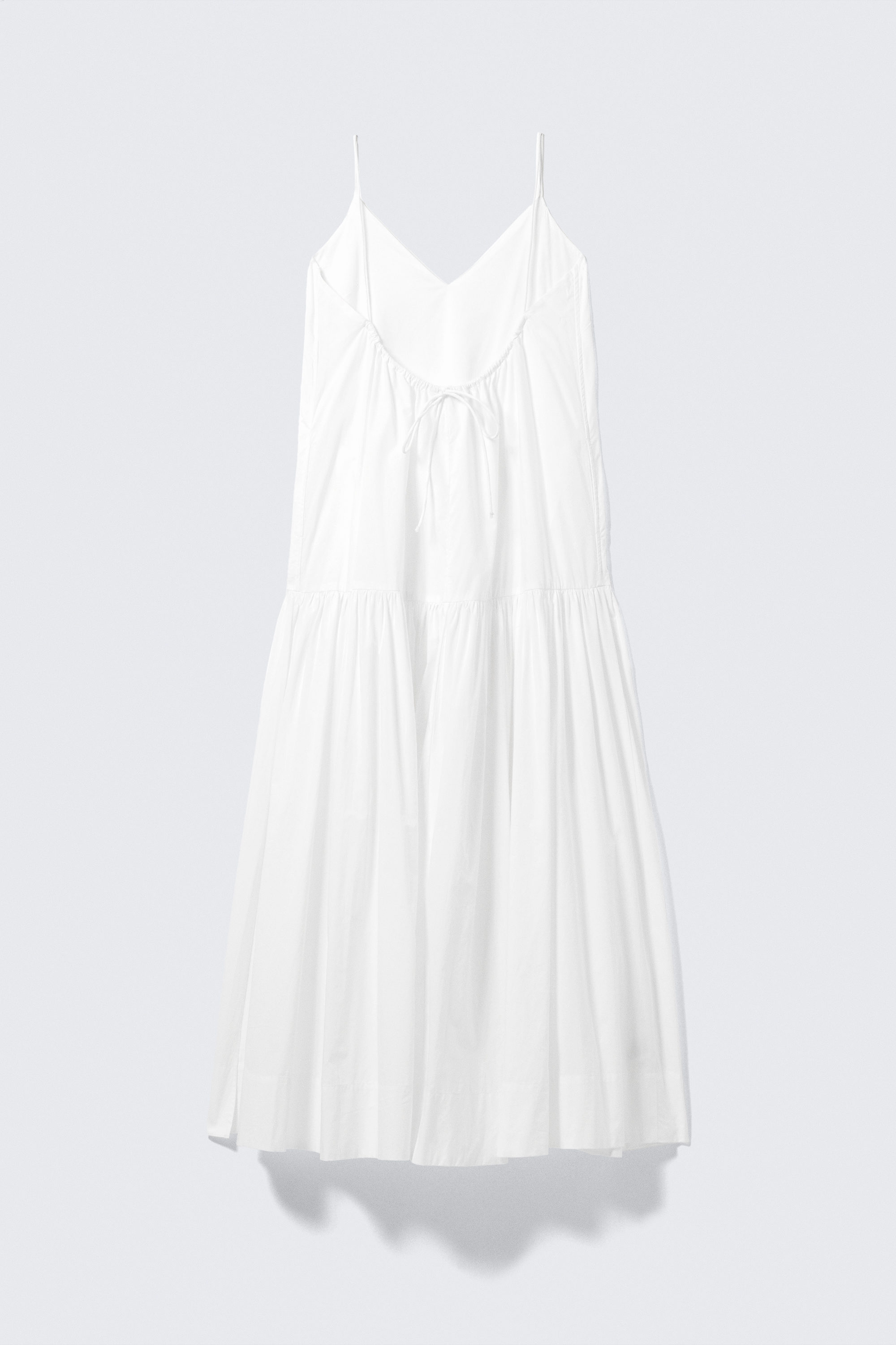 White - Tiered Cotton Poplin Maxi Dress - 5