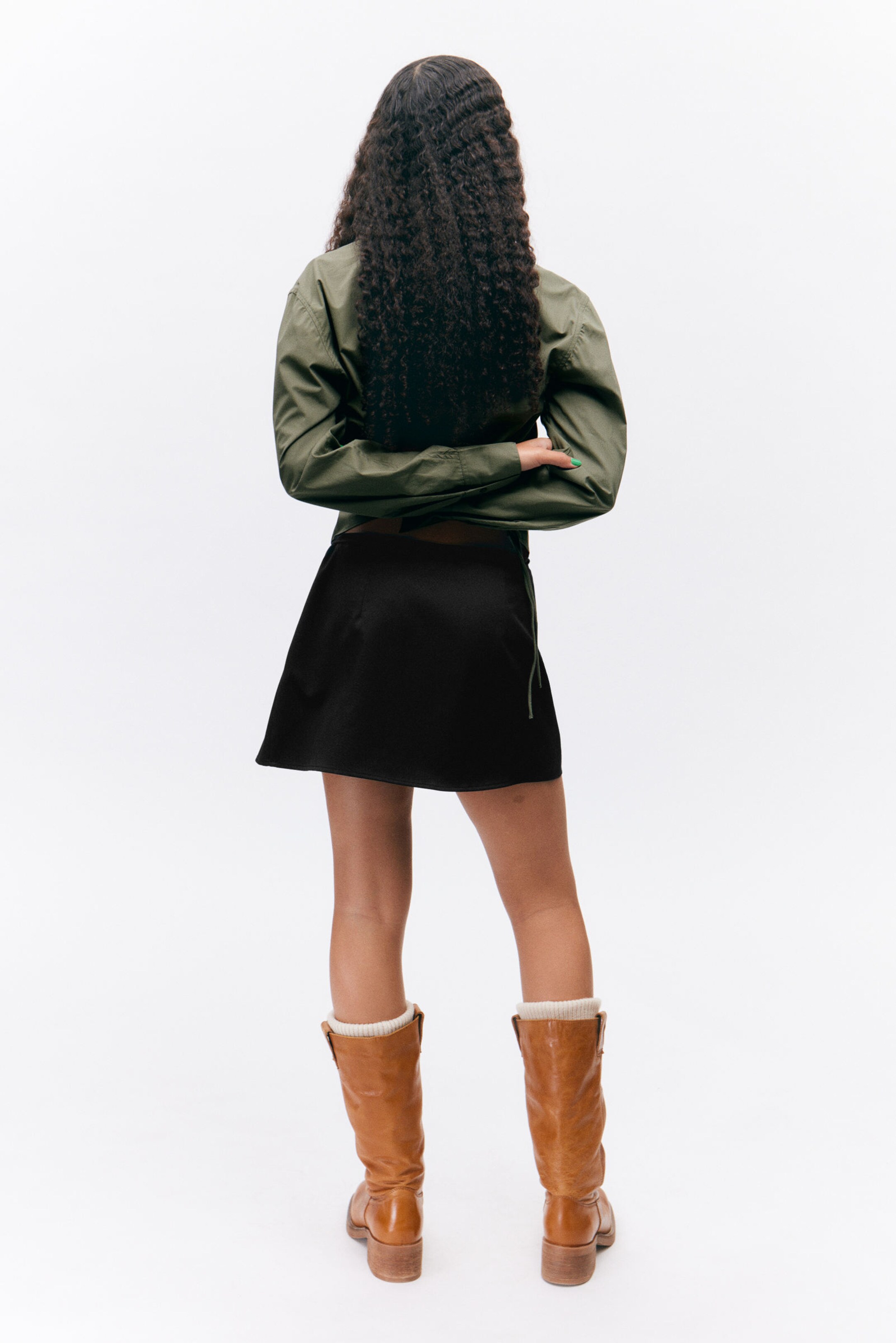 Black - Mini Wrap Skirt - 2