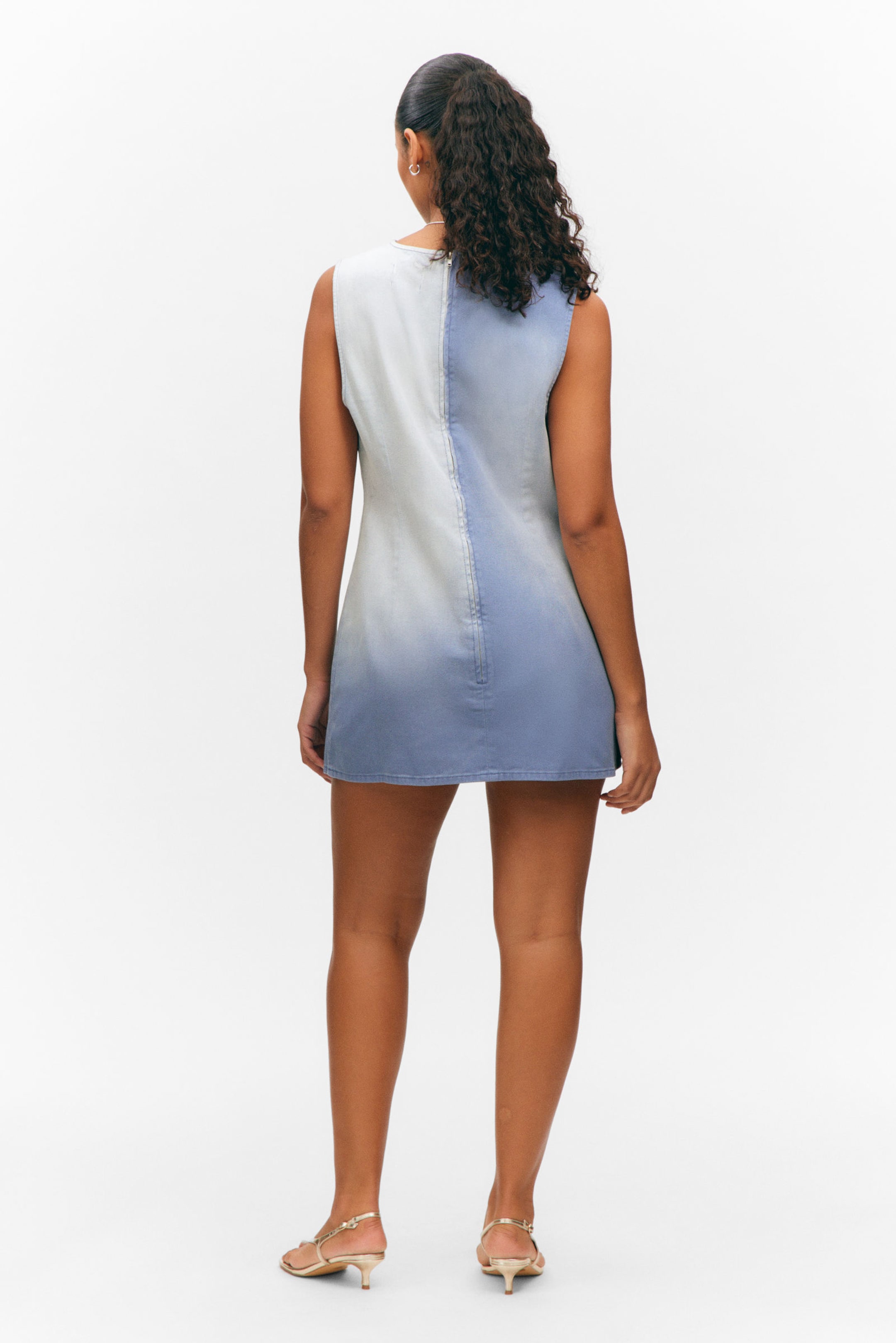 Washed Blue - Sleeveless Utility Cotton Twill Dress - 3