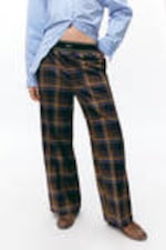 Checked Dark Blue - Loose Elastic Suiting Trousers - 1