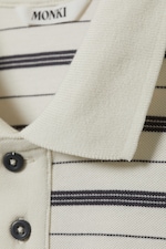 Striped Off-black & White - Striped Relaxed Fit Polo Shirt - 1