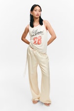 White/Orange - Miami - Mesh Drawstring Tank Top - 0