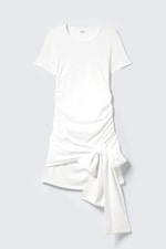White - Draped Tie-Front Mini Dress - 4
