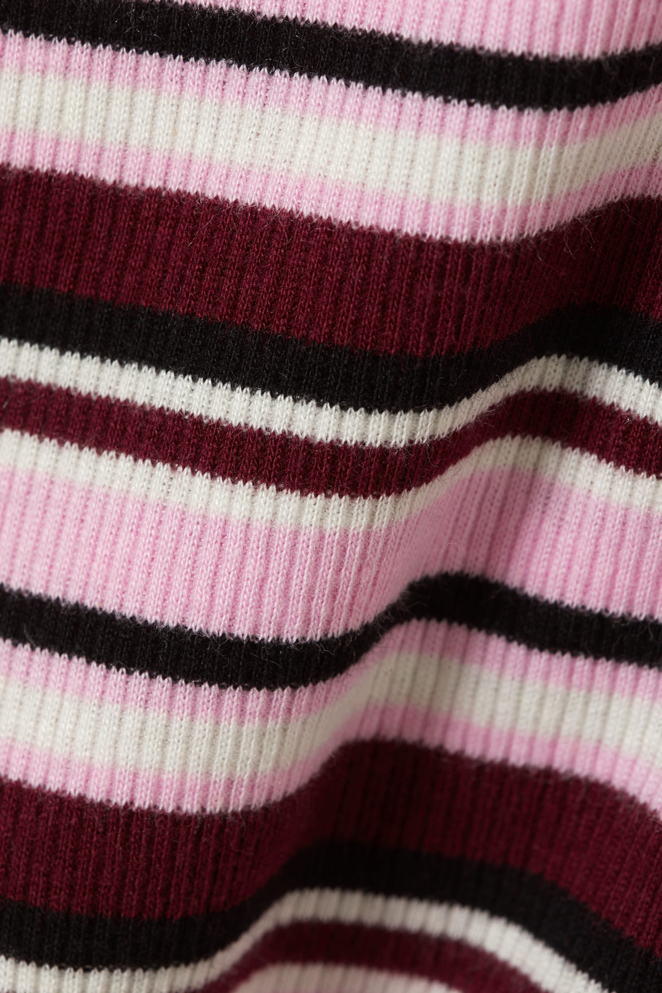 Dark Red & Pink Stripe - Ribbed Mini Henley Top - 1