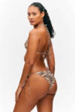 Tiger-striped - Strappy Printed Bikini Bottoms - 2