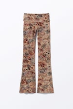 Pink - Leopard-Paisley Pattern - Printed Low Waist Flared Pyjama Trousers - 0