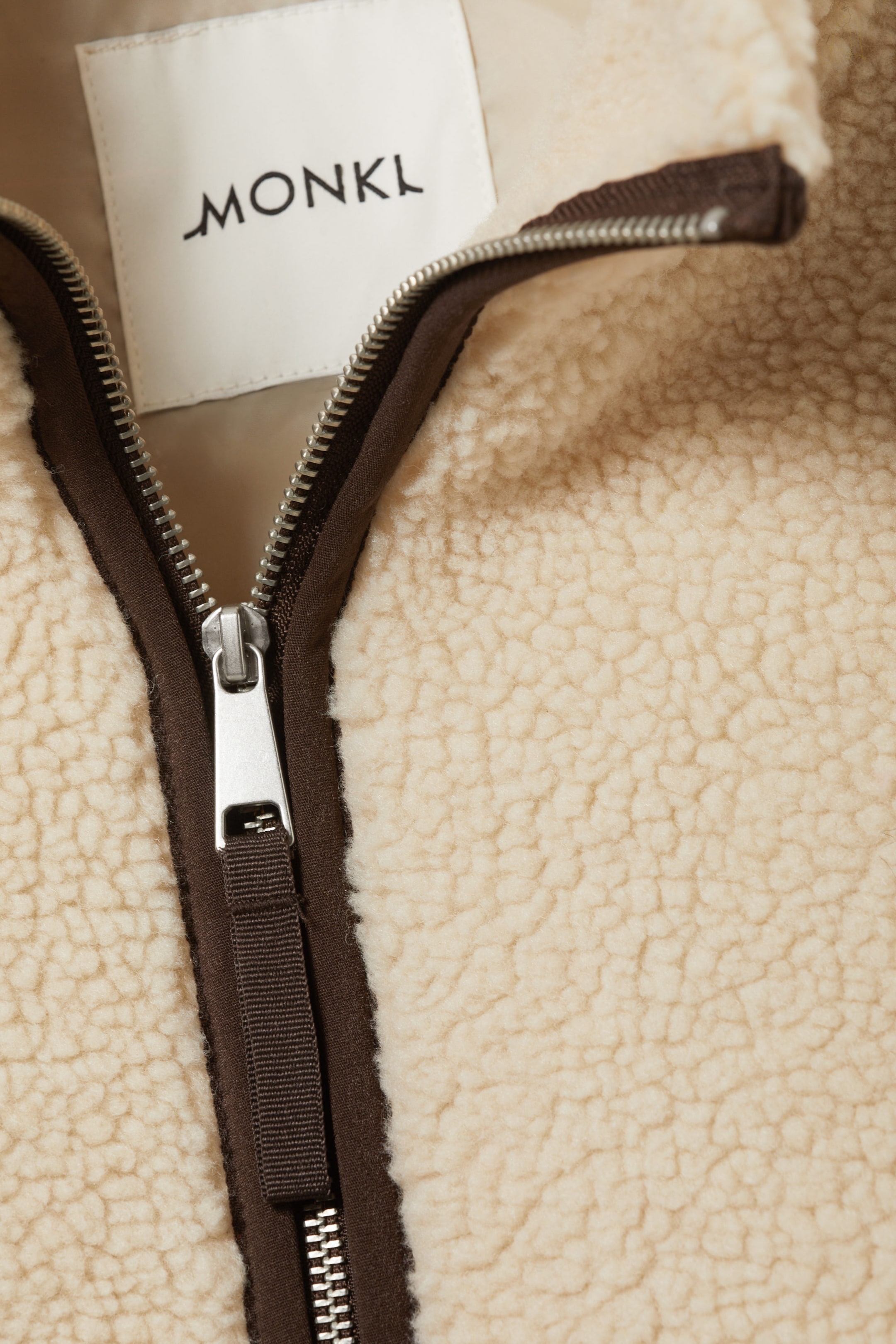 Beige/Brown/Pink - Loose Fleece Zip Jacket - 1