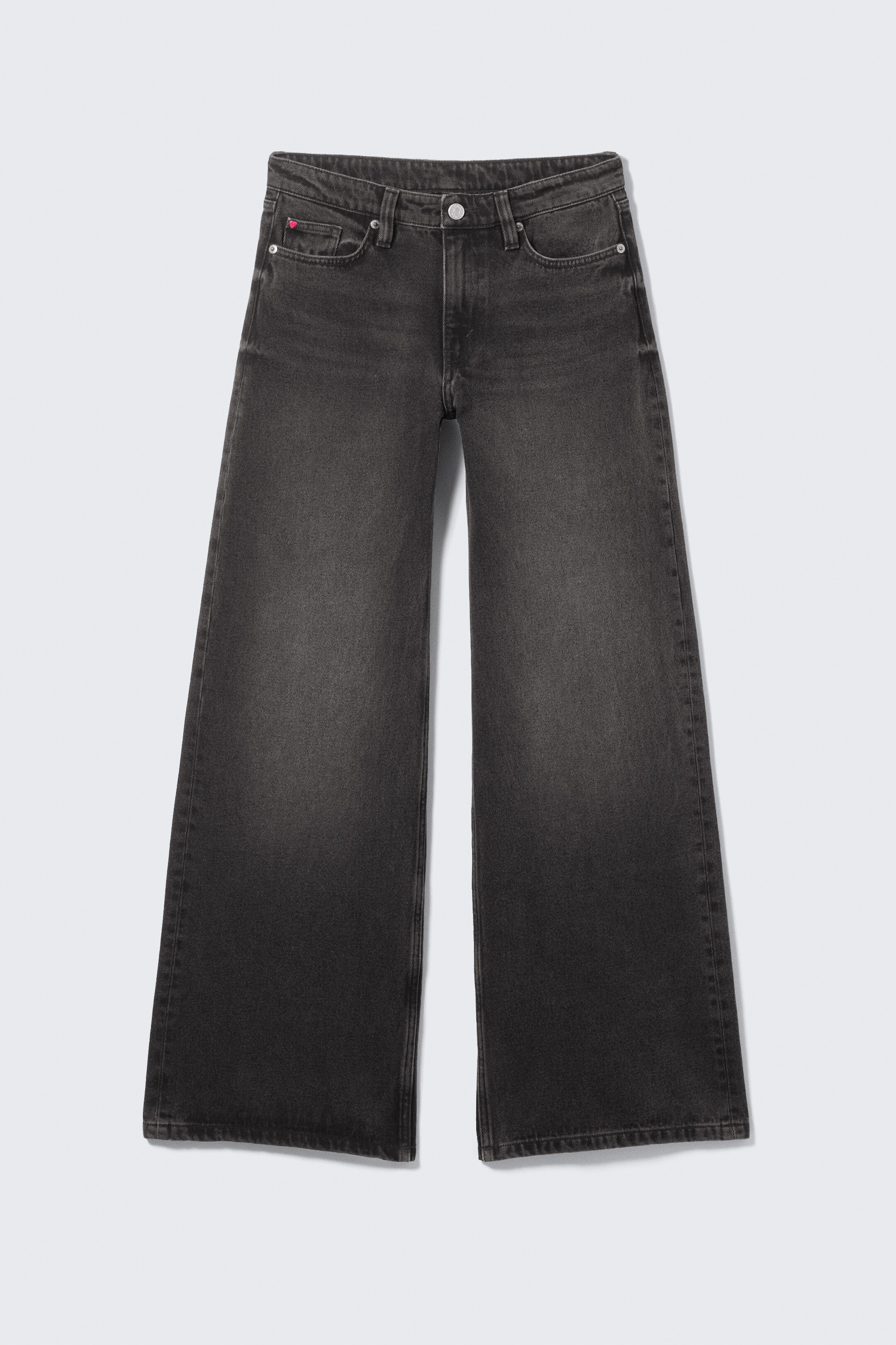 Vis større bilde: Paz jeans med normalt liv og vide ben - Vasket svart - DAME | H&M NO 6