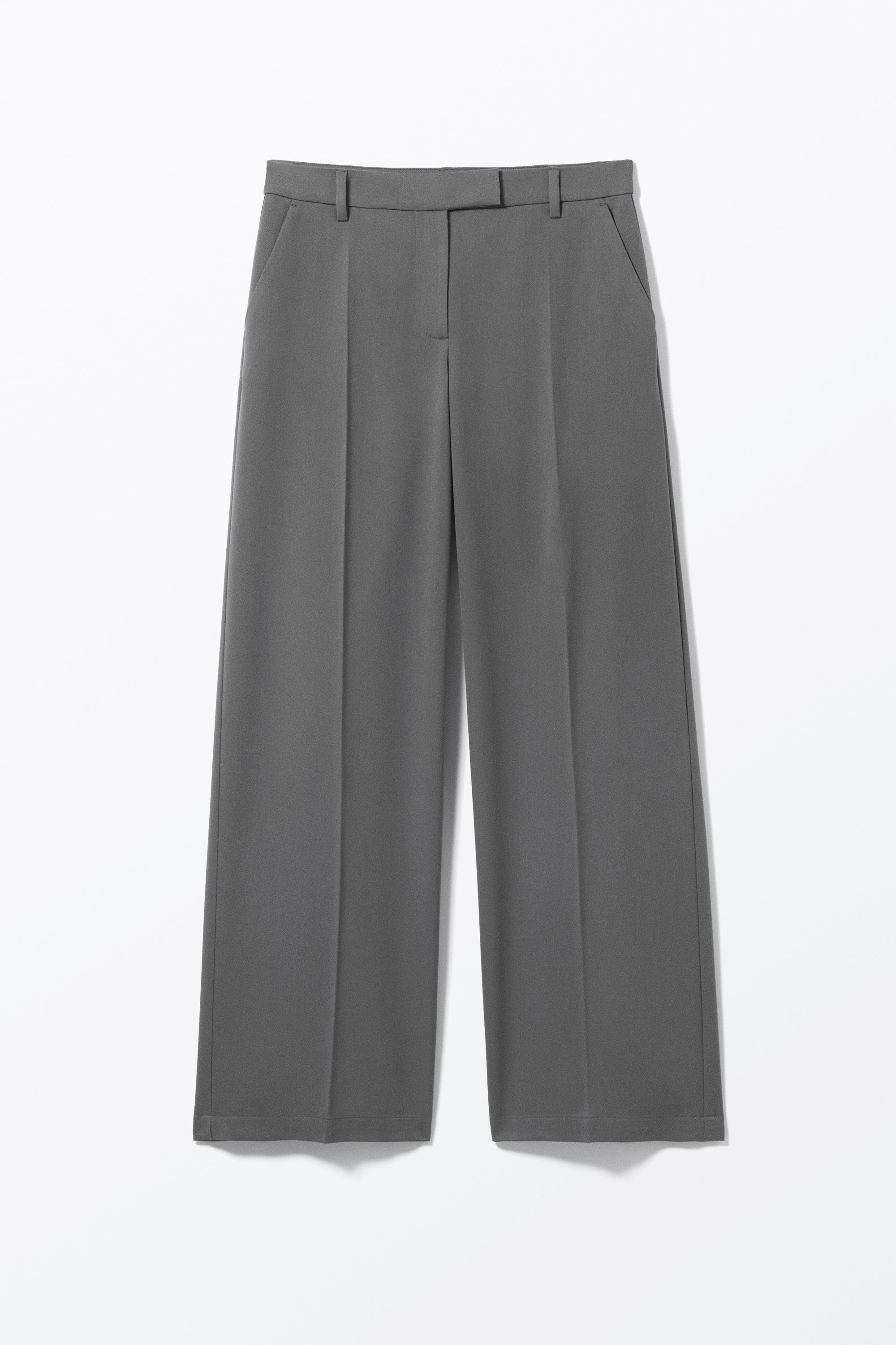 Dark Grey - Low Waisted Pleated Suiting Trousers - 3