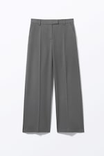 Dark Grey - Low Waisted Pleated Suiting Trousers - 4