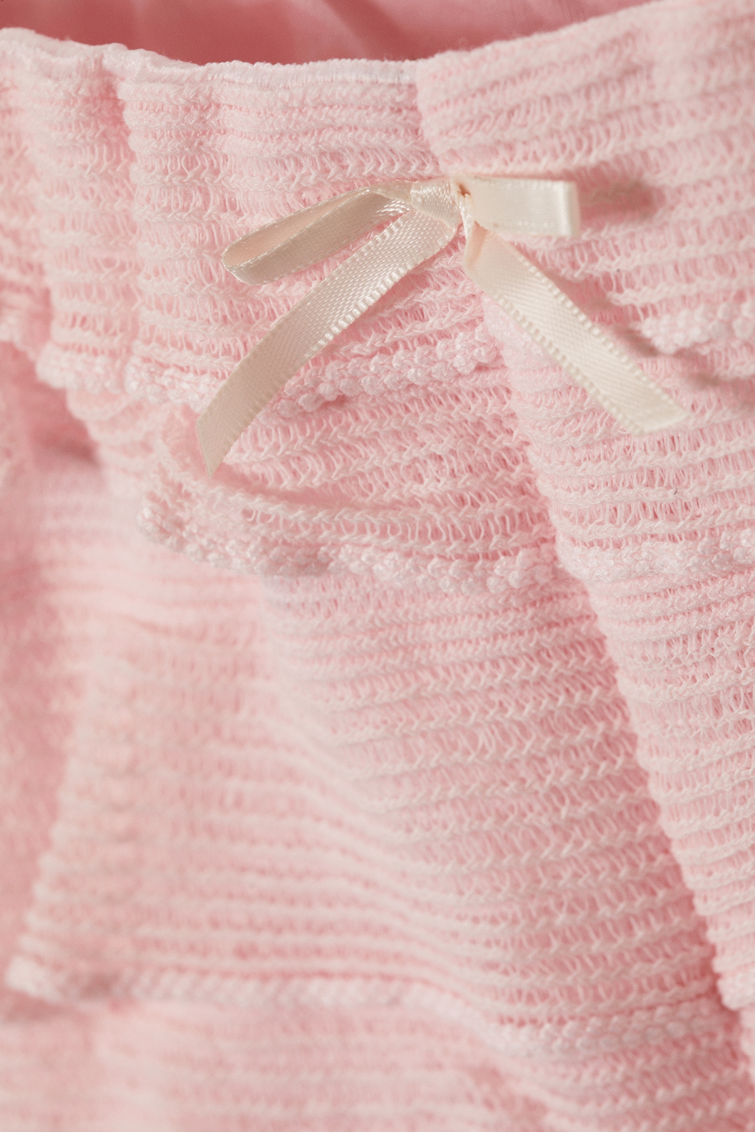 Frilled Lace Mini Shorts - Light Pink/Black - 3