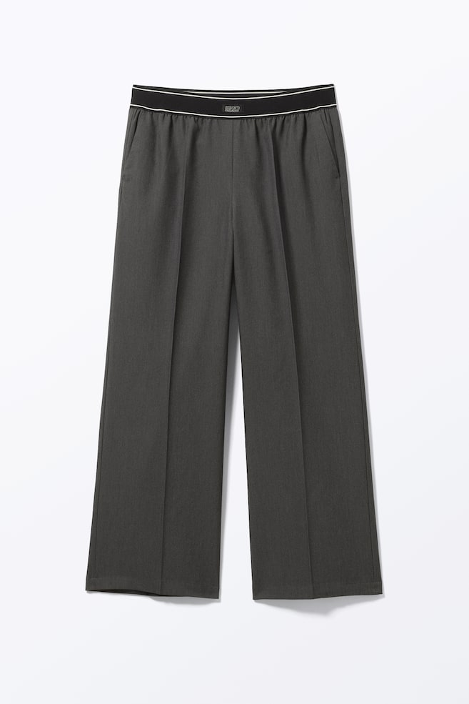 Pantalón de corte sastre holgado y elástico - Gris oscuro/Negro - 1