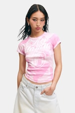 Pink Stardust - Contrast Stitch Fitted T-Shirt - 0