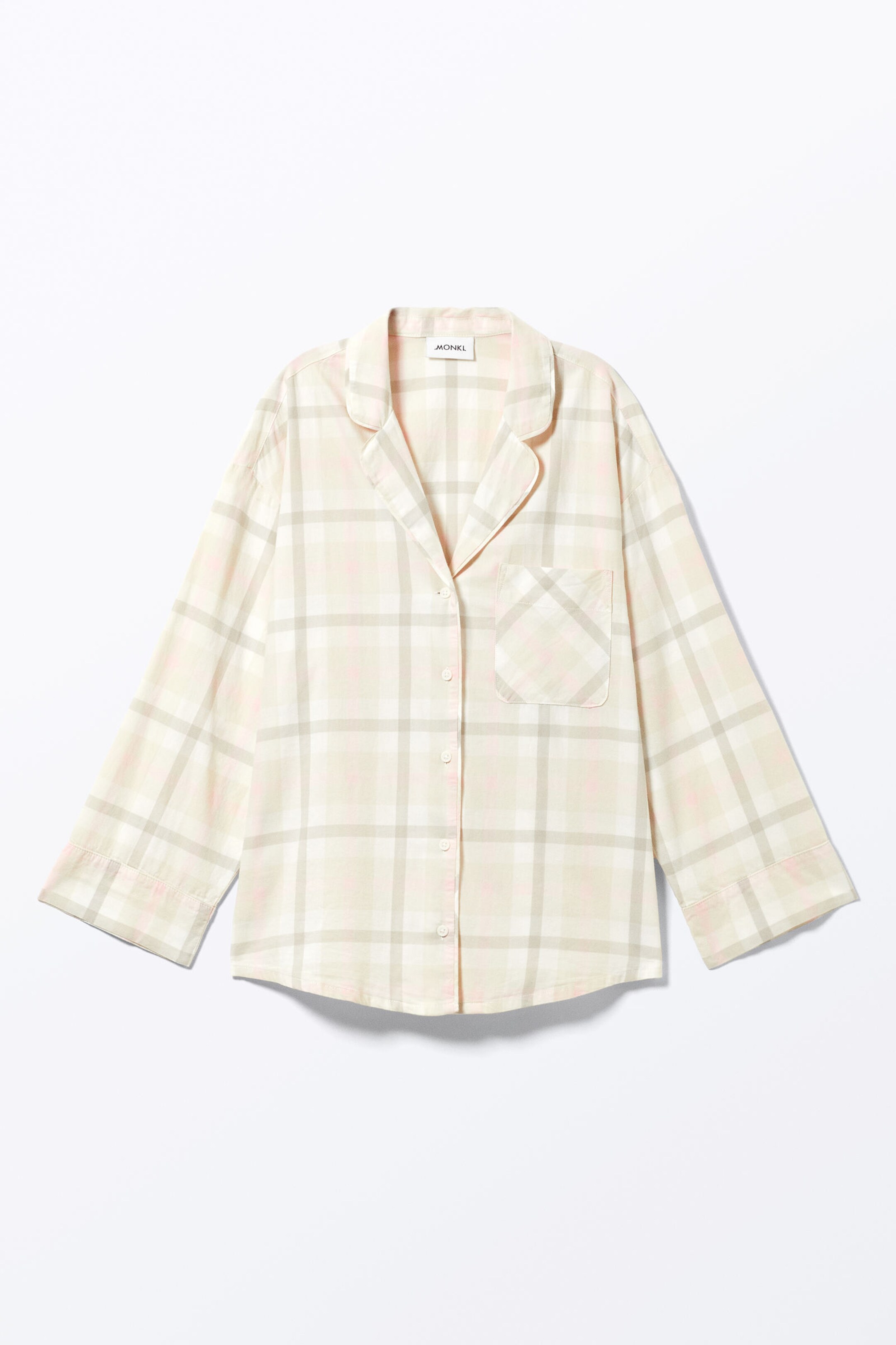 Light Beige Check - Soft Long-Sleeved Flannel Shirt - 3