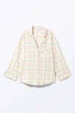 Light Beige Check - Soft Long-Sleeved Flannel Shirt - 3