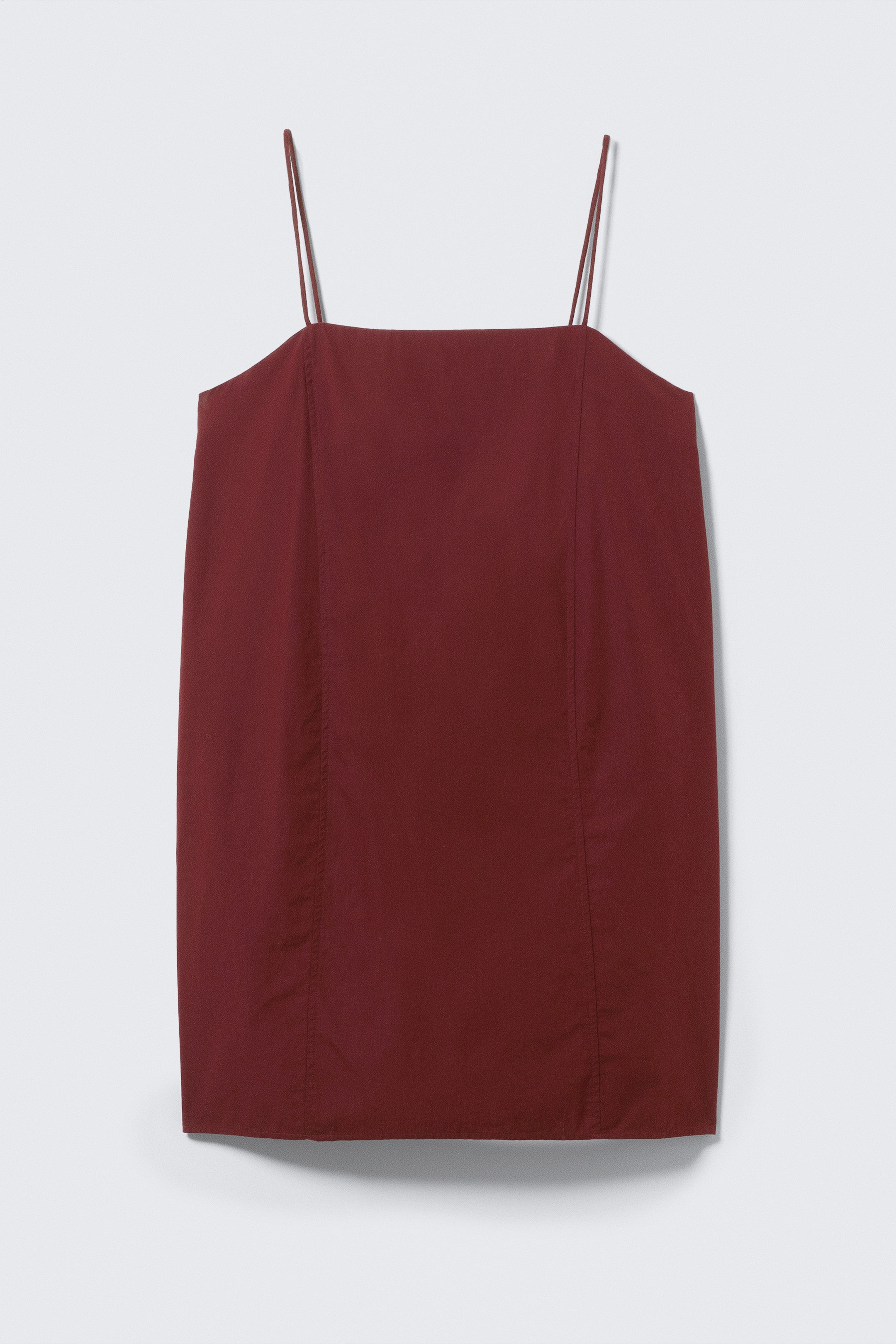 Burgundy - Tie-Back Twill Mini Dress - 4
