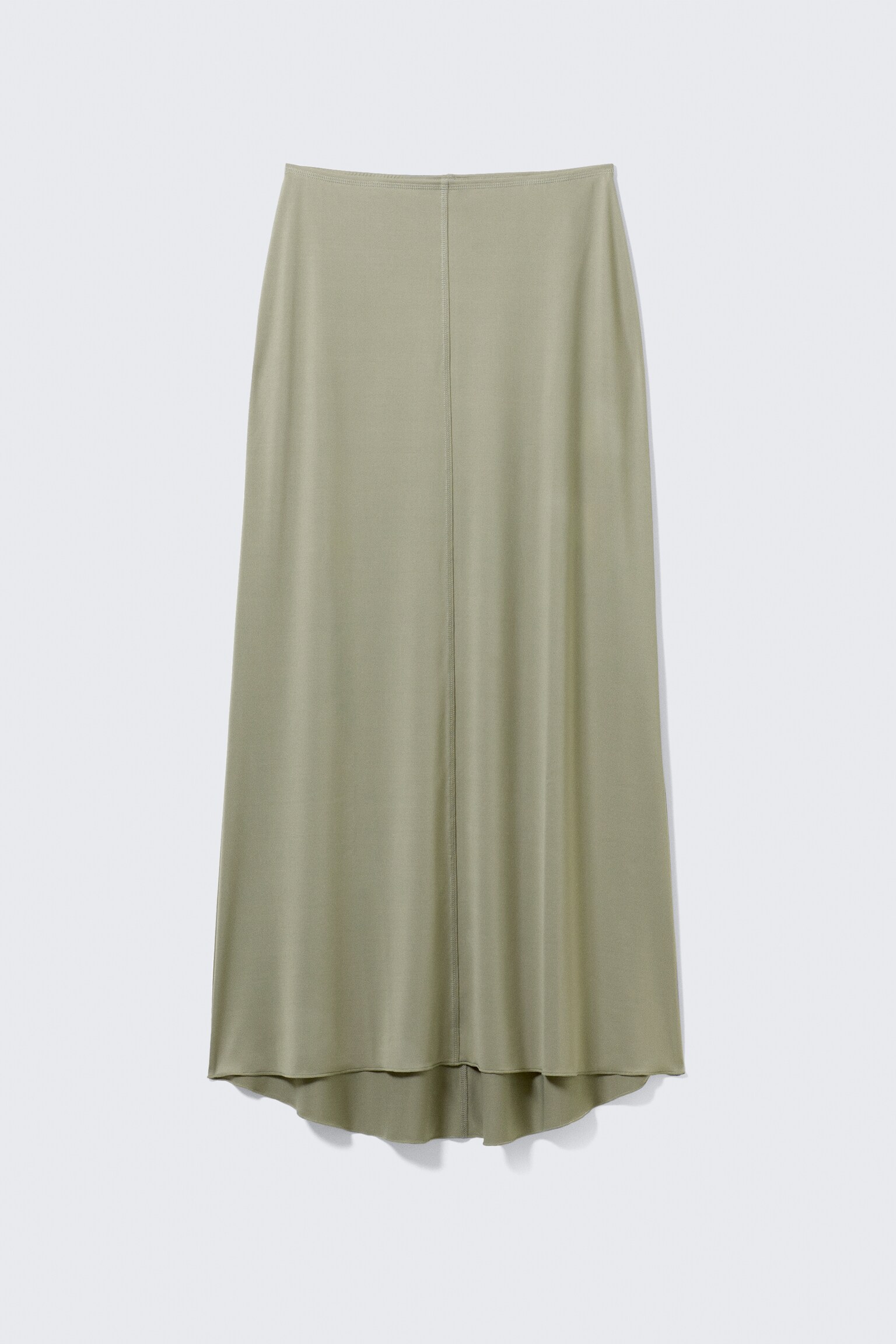 Flowy High-Low Maxi Skirt - Khaki Green/White - 2