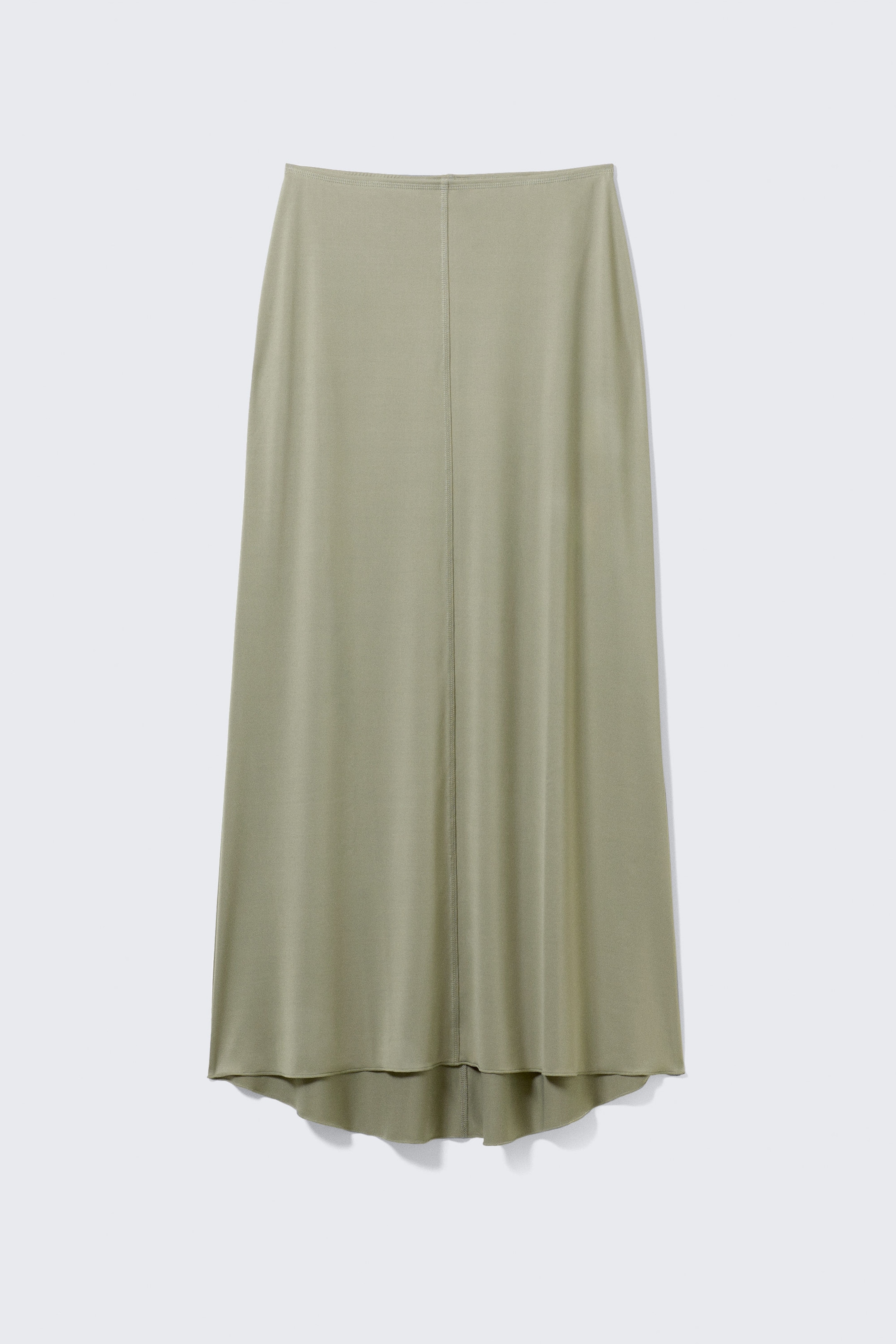 Khaki Green - Flowy High-Low Maxi Skirt - 3