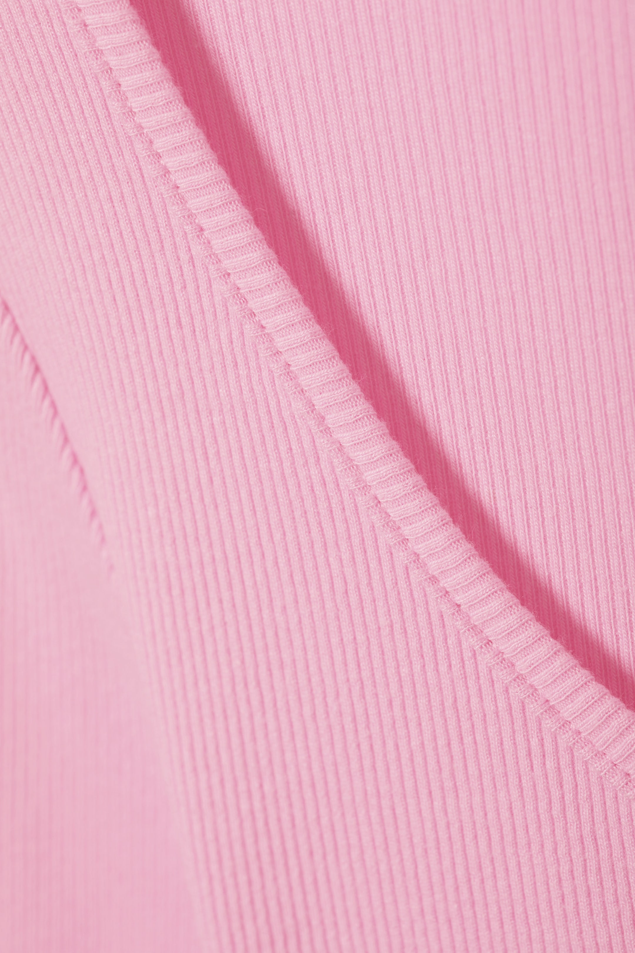 Pink - Ribbed Mini Henley Top - 1