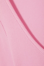 Pink - Ribbed Mini Henley Top - 1
