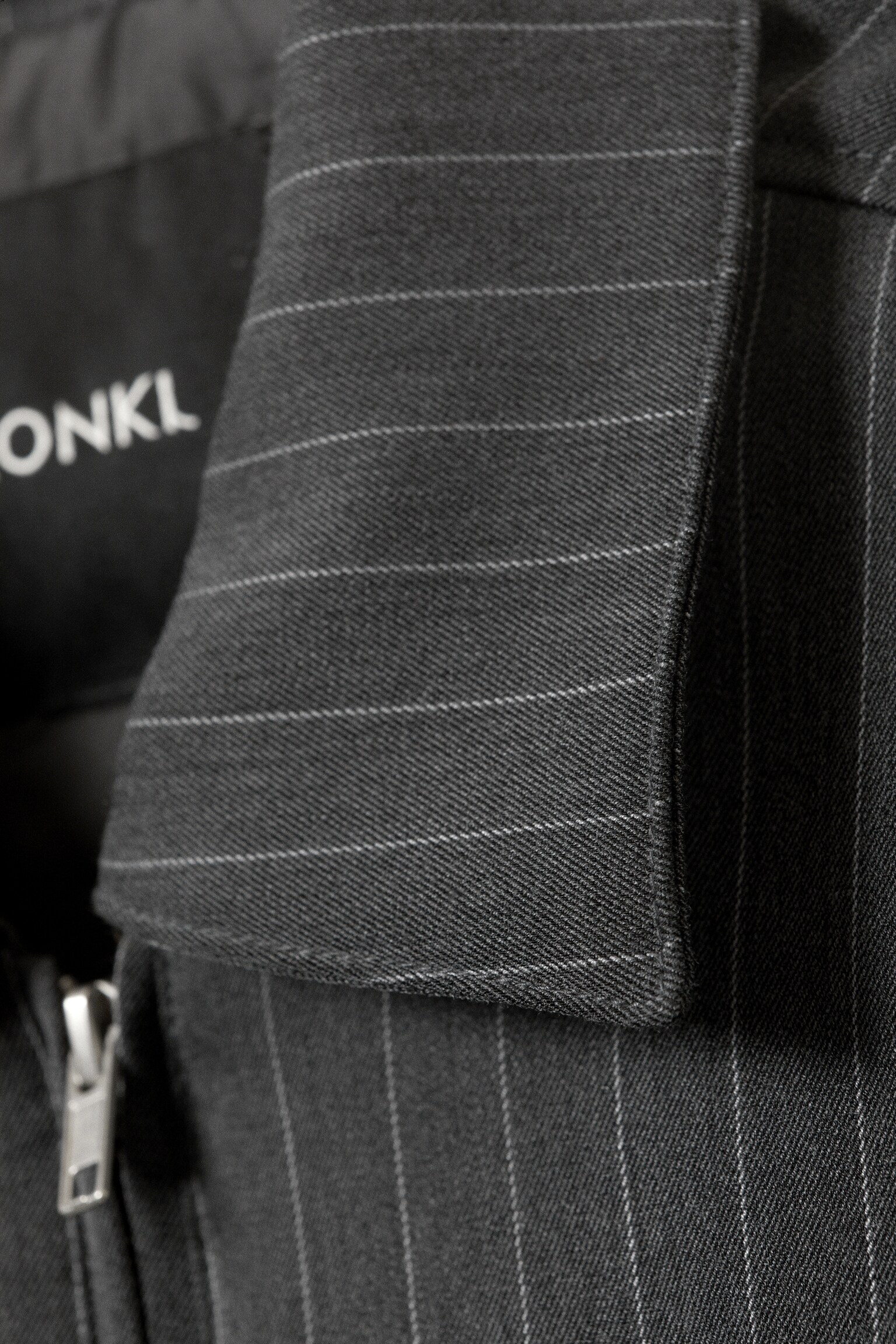 Padded Suiting Bomber Jacket - Striped Dark Grey - 6
