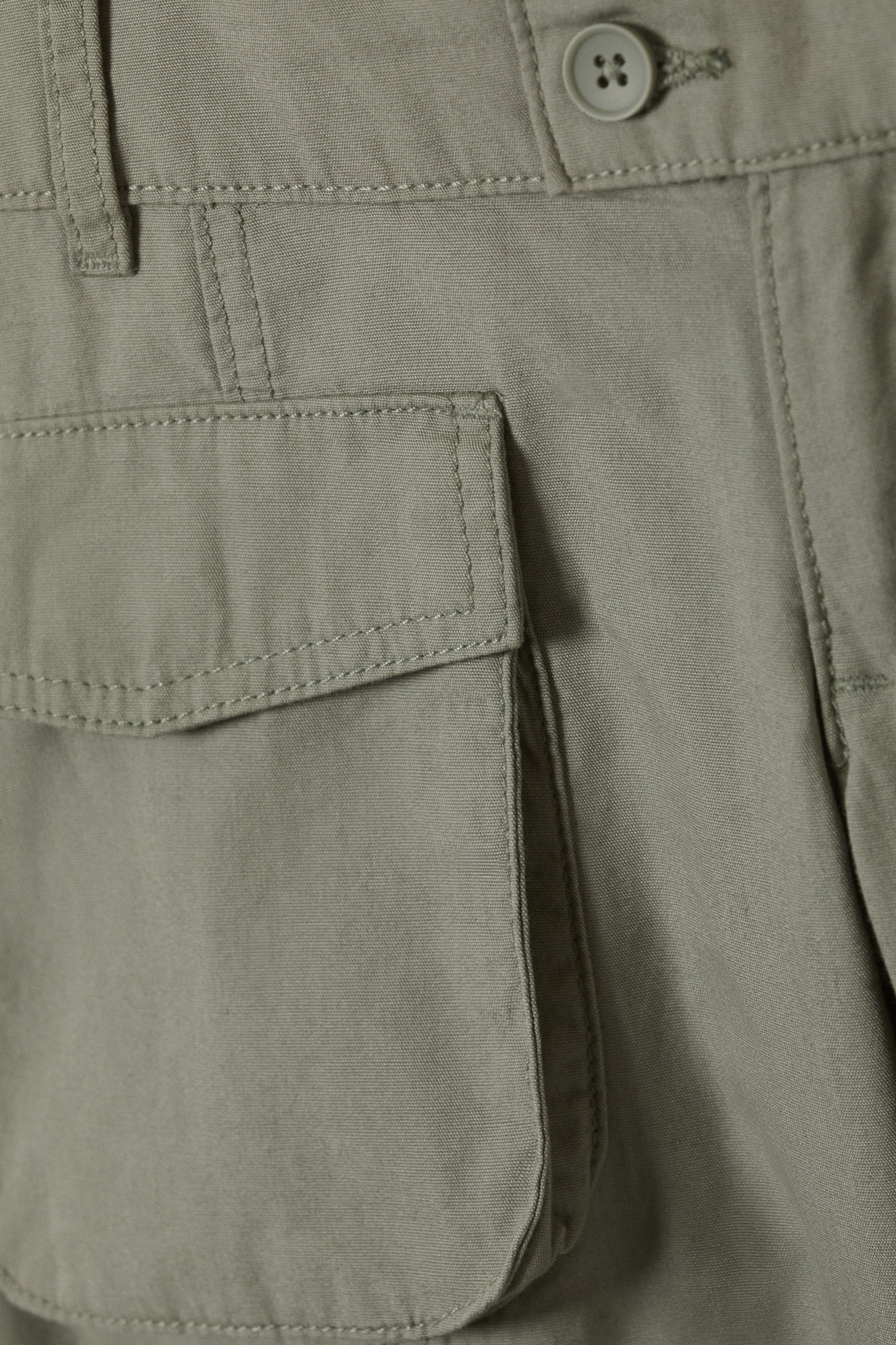 Khaki Green - Ultra-Low Rise Cargo Capri Trousers - 5