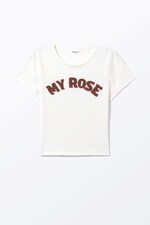 White - My Rose - Cropped t-shirt - 0