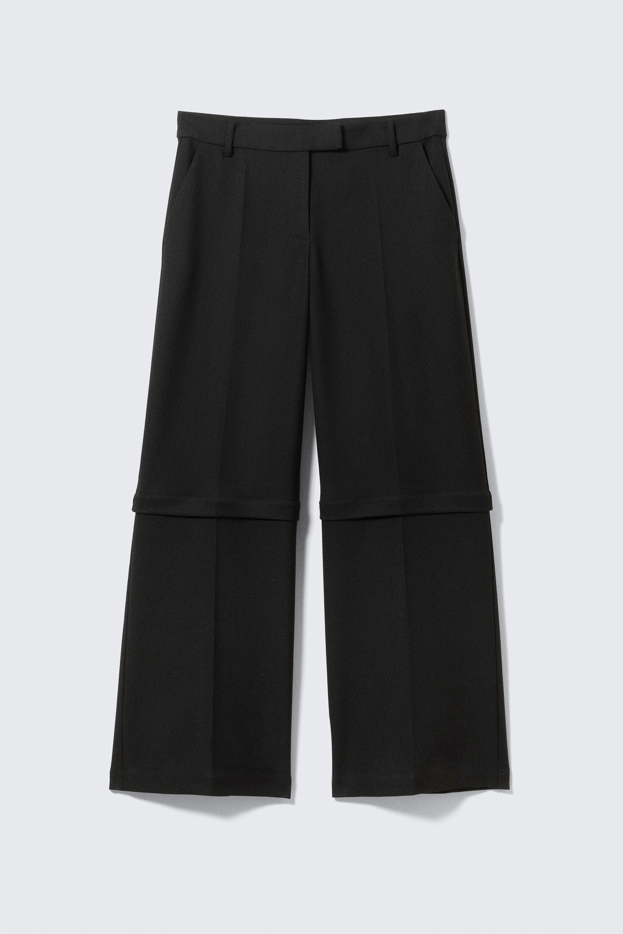 Low Waisted Zip-Off Suit Trousers - Black