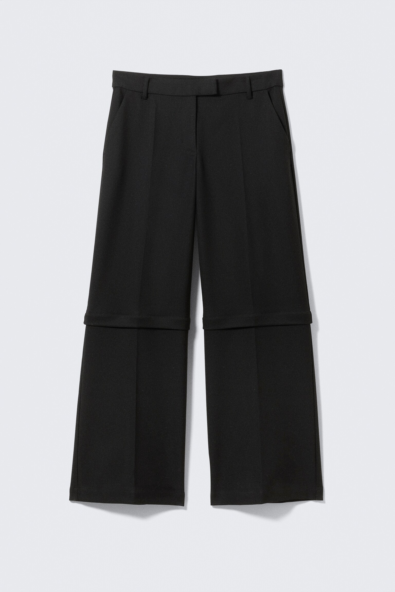 Low Waisted Zip-Off Suit Trousers - Black - 2