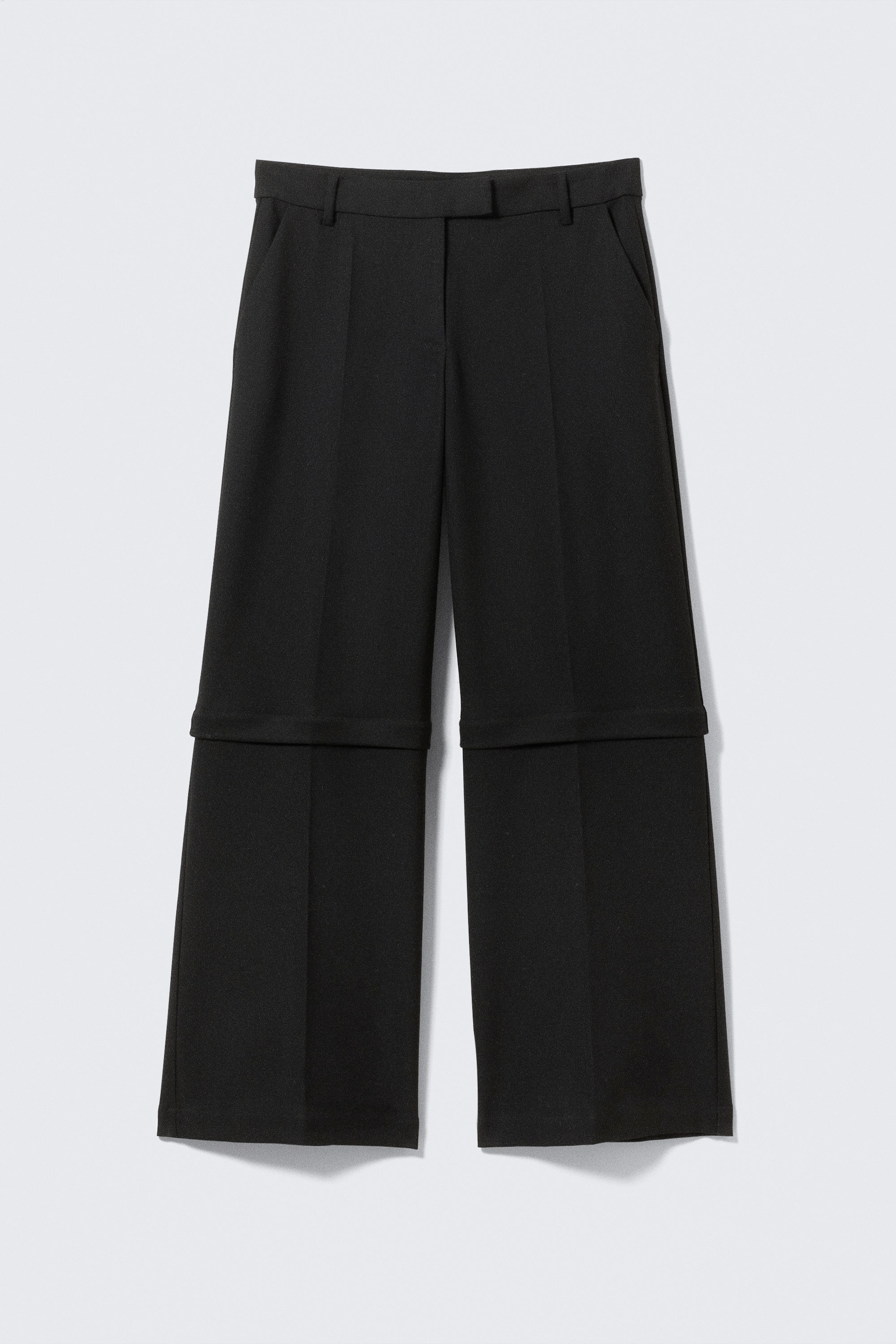 Black - Low Waisted Zip-Off Suit Trousers - 6