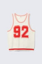 White & Orange - 92 - Varsity Knitted Tank Top - 4