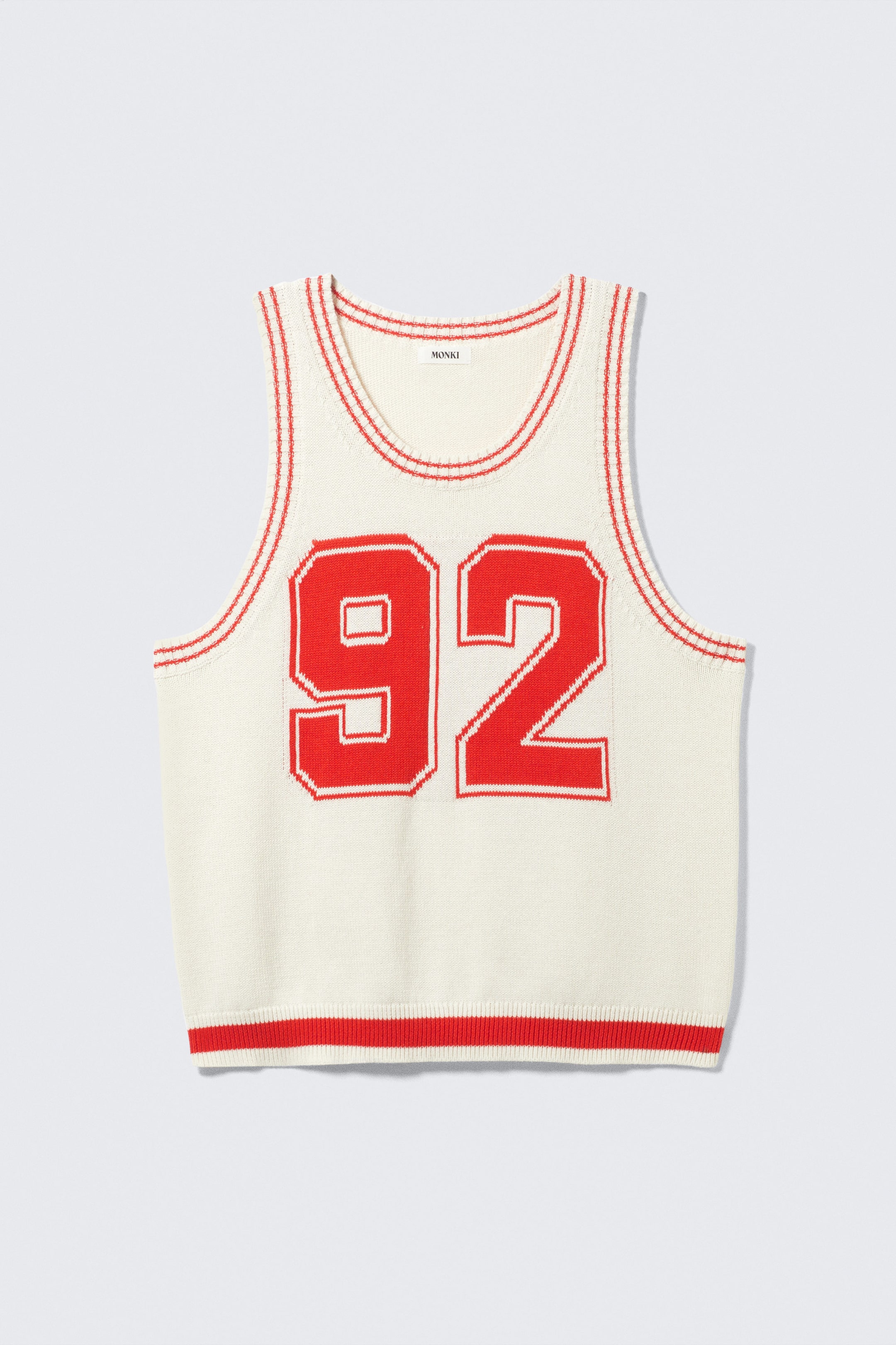 Weiß & Orange - 92 - Strick-Tanktop im College-Style - 0