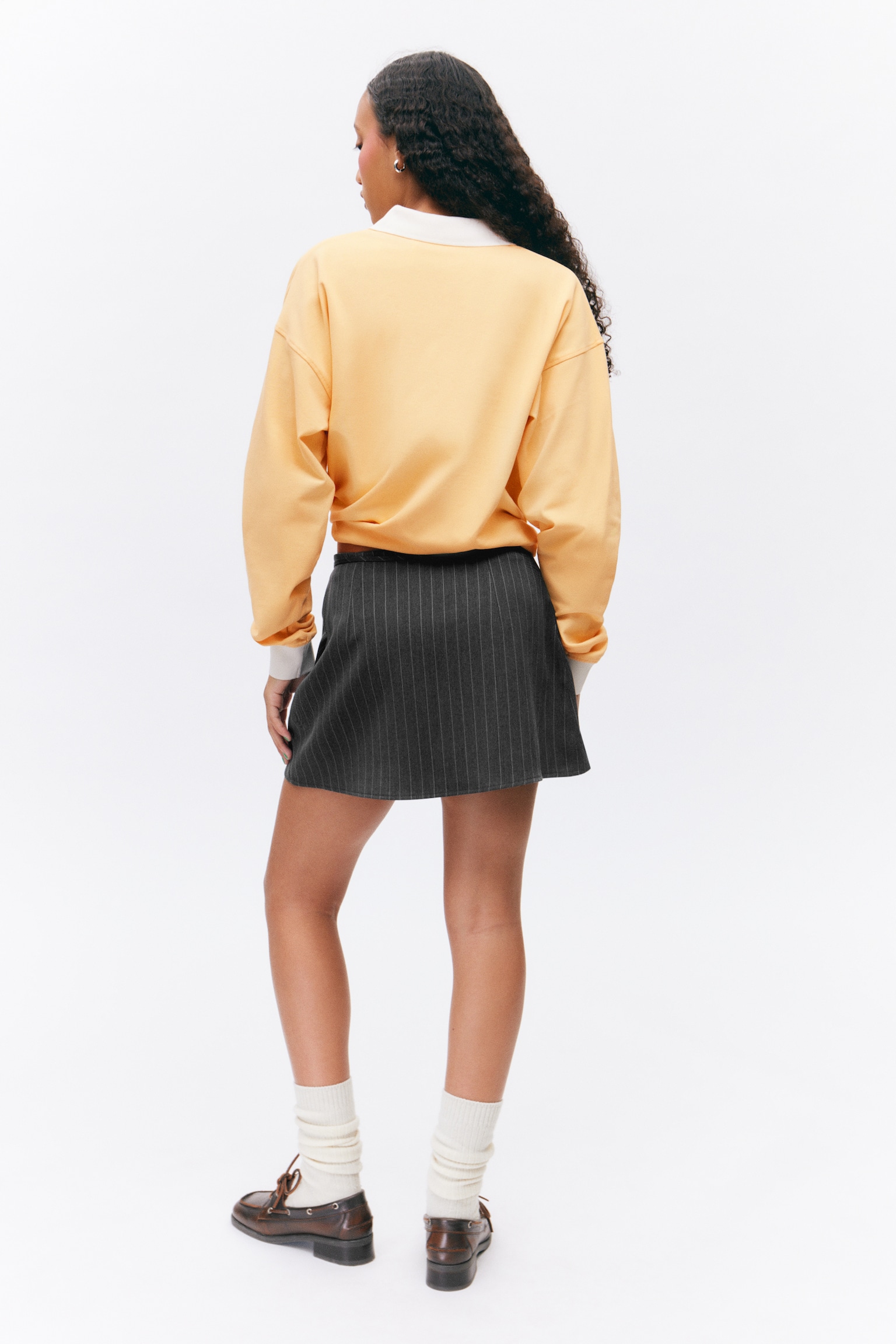 Mini Wrap Skirt - Dark Grey Pinstripe - 5