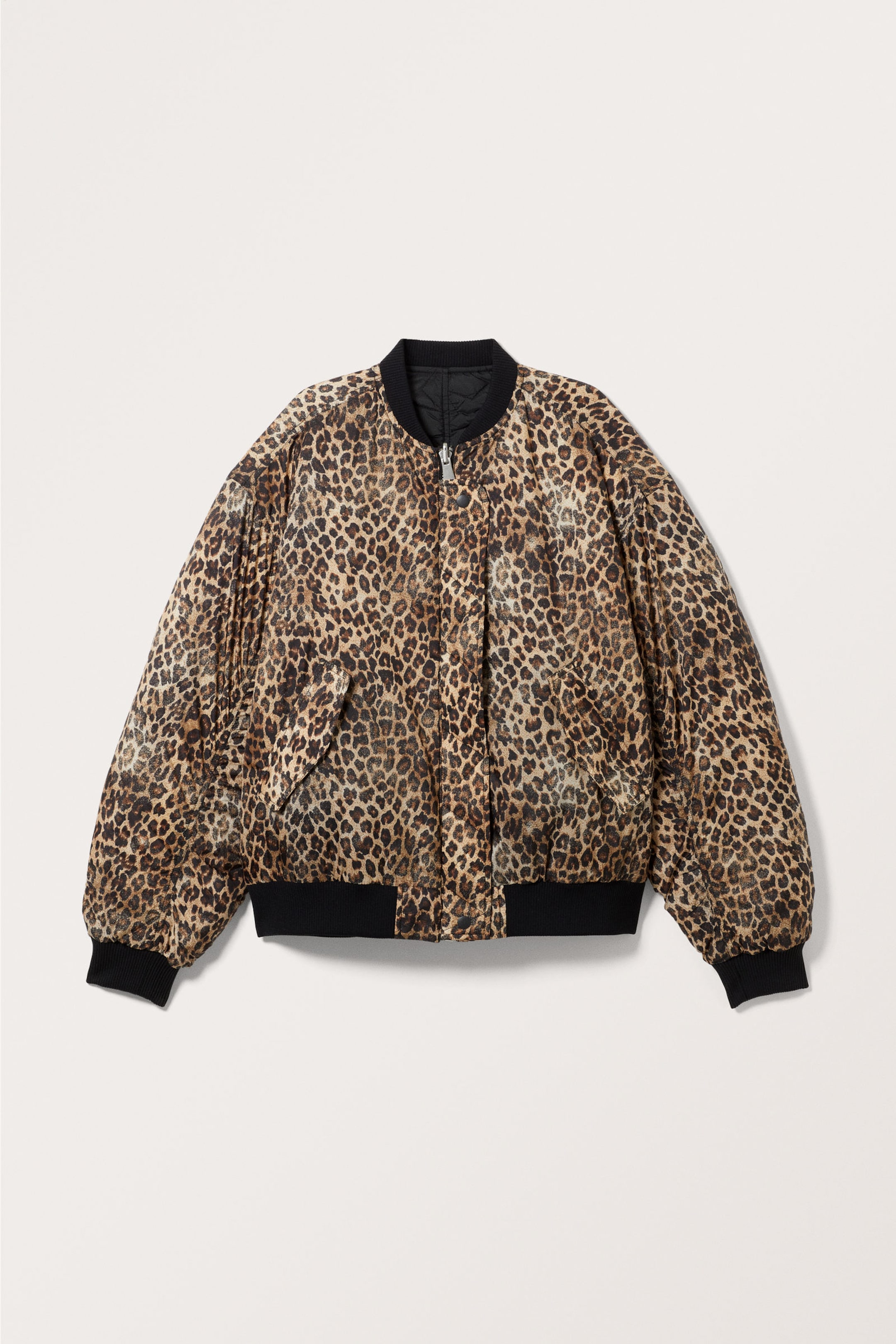 Leopard/Black - Loose Reversible Bomber Jacket - 5