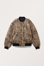 Leopard/Svart - Løs vendbar bomberjakke - 0