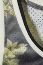 Dunkles Blumenmuster - Mesh-Tanktop mit Kordelzug - 5