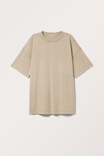 Washed Beige - Oversized Cotton T-shirt - 0