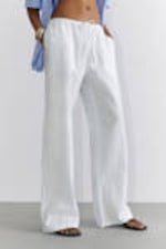 White - Blue Stripes - Low-Rise Relaxed Pull-on Trousers - 1