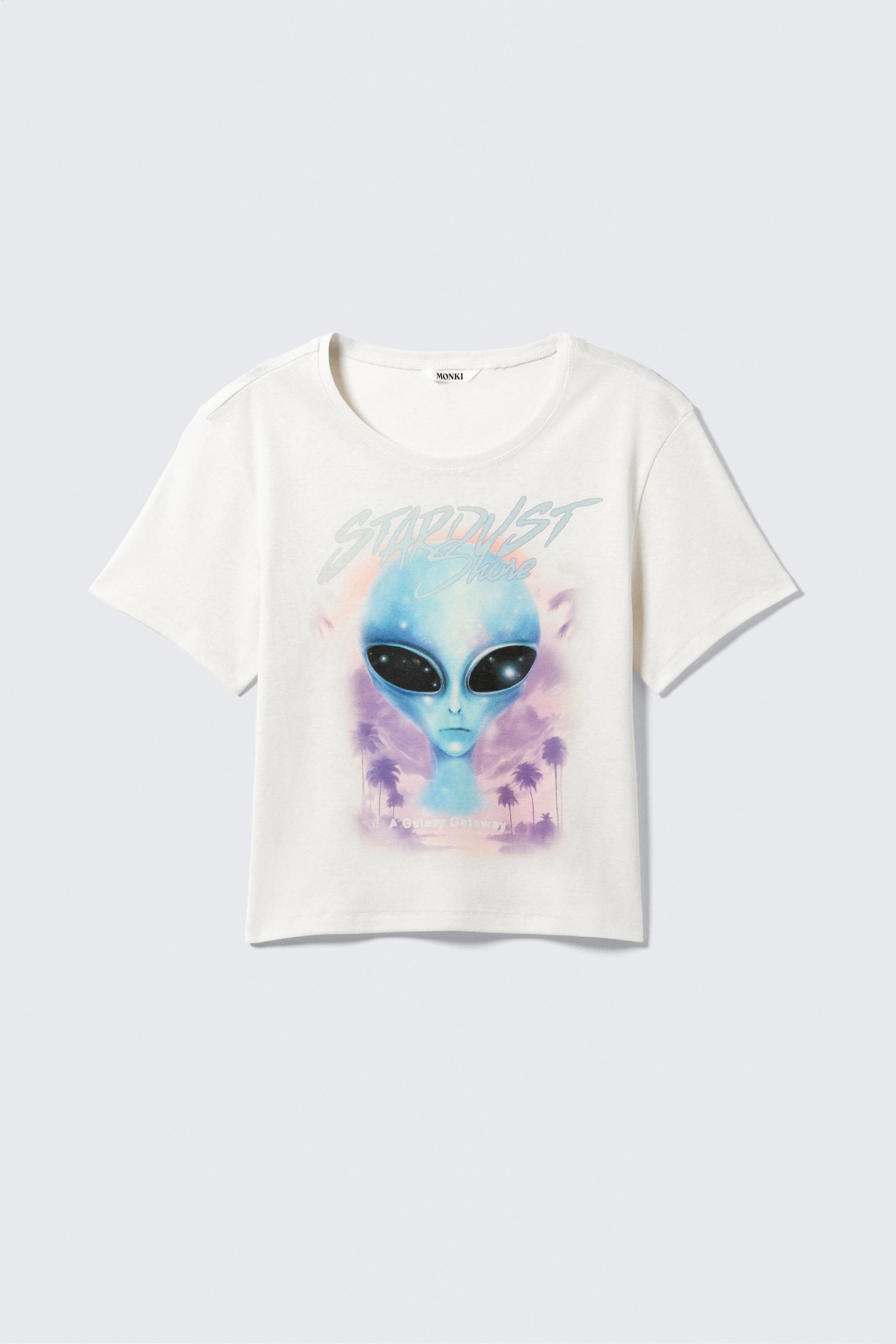 Staubweiß - "Stardust Shore" - Cropped T-Shirt aus Baumwolle mit Print - 1