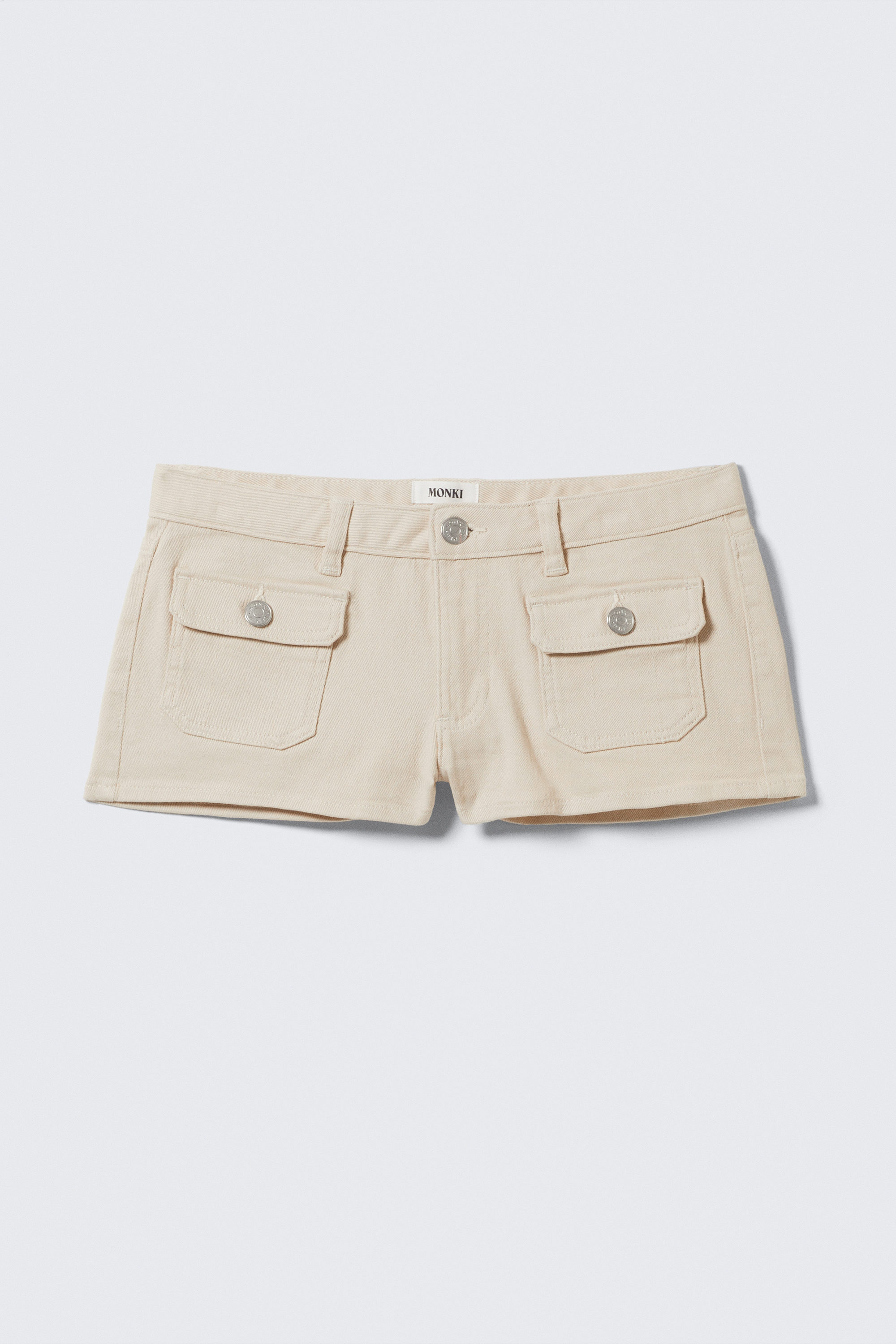 Light Beige - Utility Pocket Mini Shorts - 4