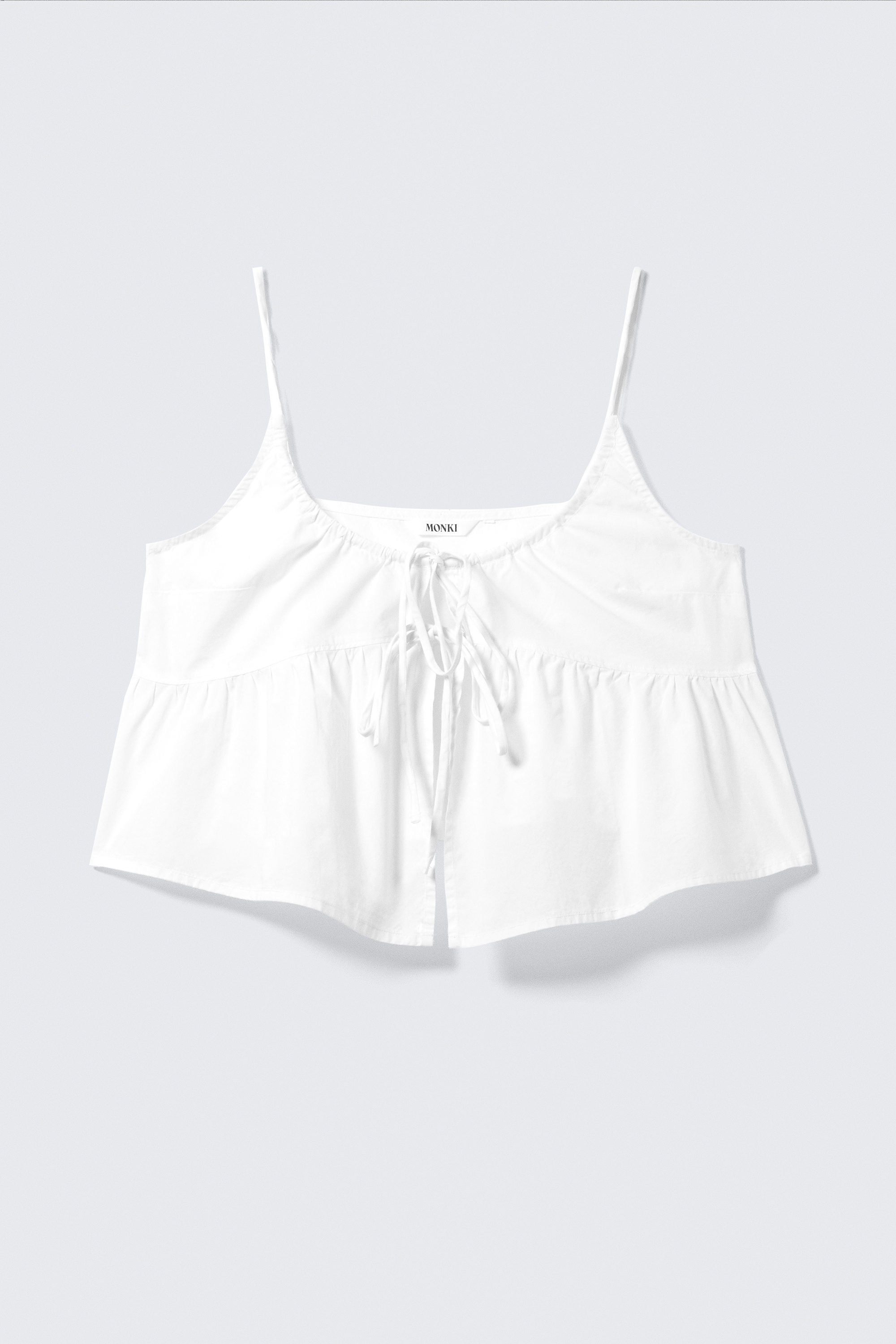 White - Cotton Poplin Tie-Front Pyjama Top - 3